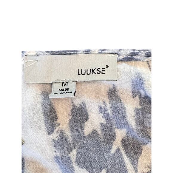 LUUKSE Tie Front Crop Top M Blue Gray Tie Dye Long Sleeve Festival Boho Shirt - Picture 6 of 8